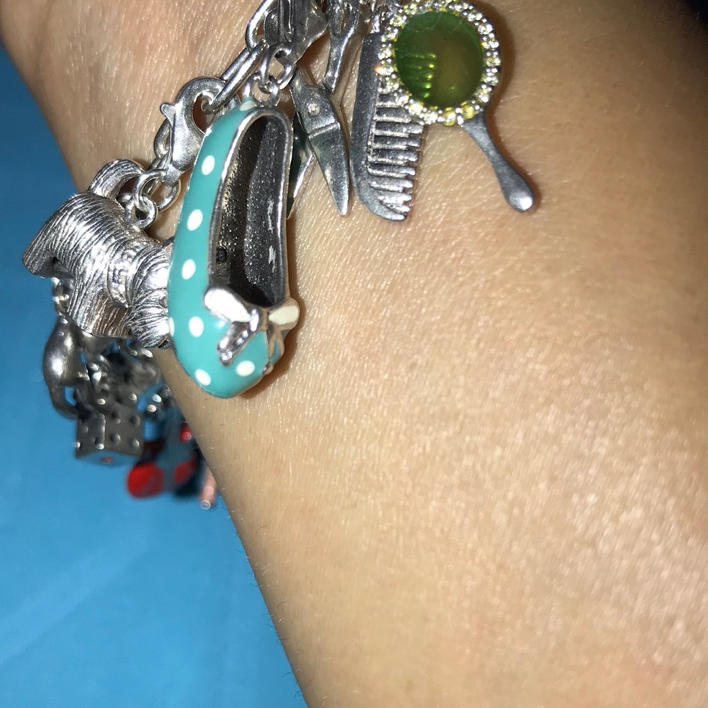 🎀925 stamped sterling silver bracelet with charms